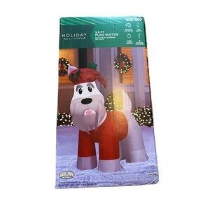 Scottie Dog Inflatable NEW Plaid Christmas Decoration 3.5 ft Red Blow Up